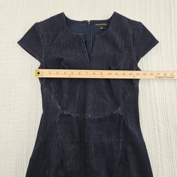 Banana Republic Angled Seam Pencil Dress Women's Sz 0 Short Sleeve Navy NWOT - Picture 9 of 16